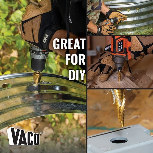 Step Drill Bit, Spiral DoubleFluted, 18Inch to 12Inch, VACO
