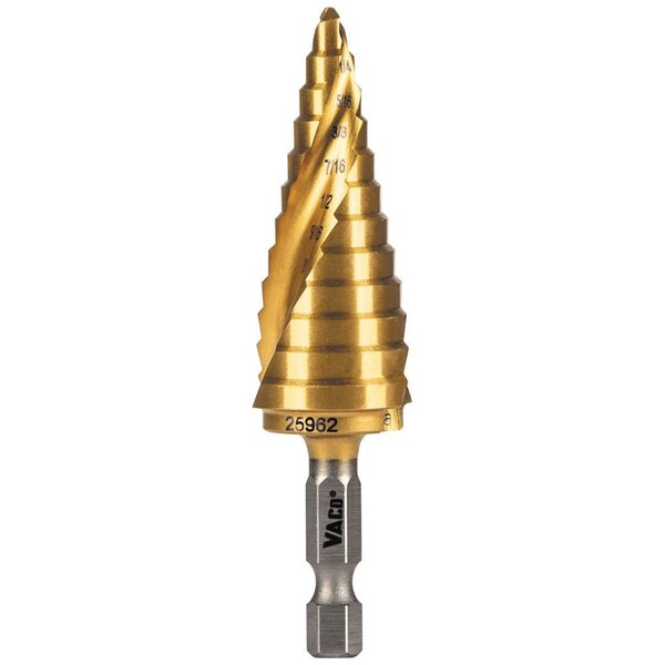 Step Drill Bit, Spiral DoubleFluted, 316Inch to 78Inch, VACO