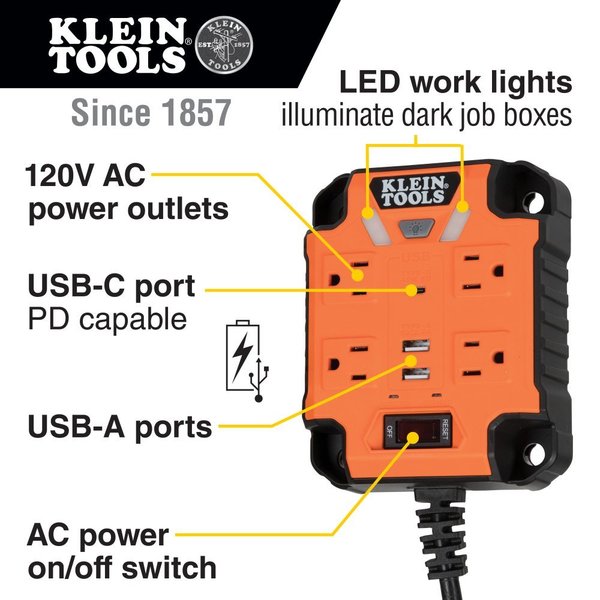 PowerBox 1, Magnetic Mounted Power Strip with Integrated LED Lights