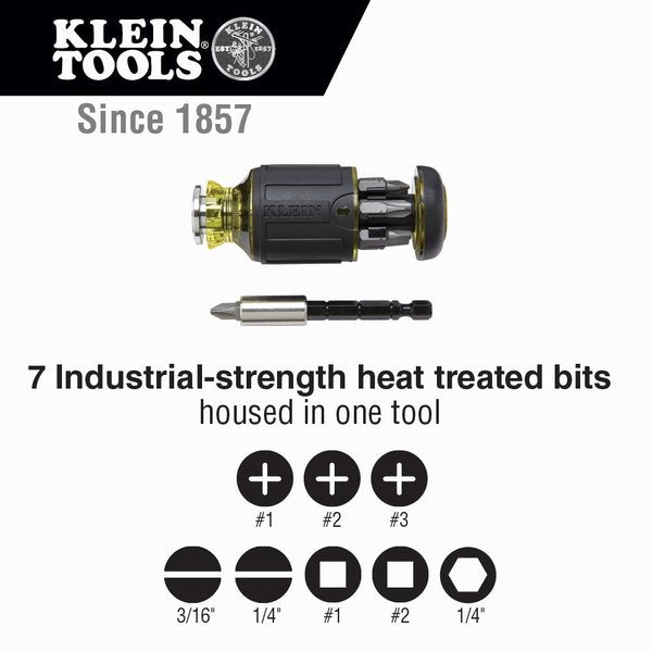 8-in-1 Multi-Bit Adjustable Length Stubby Screwdriver