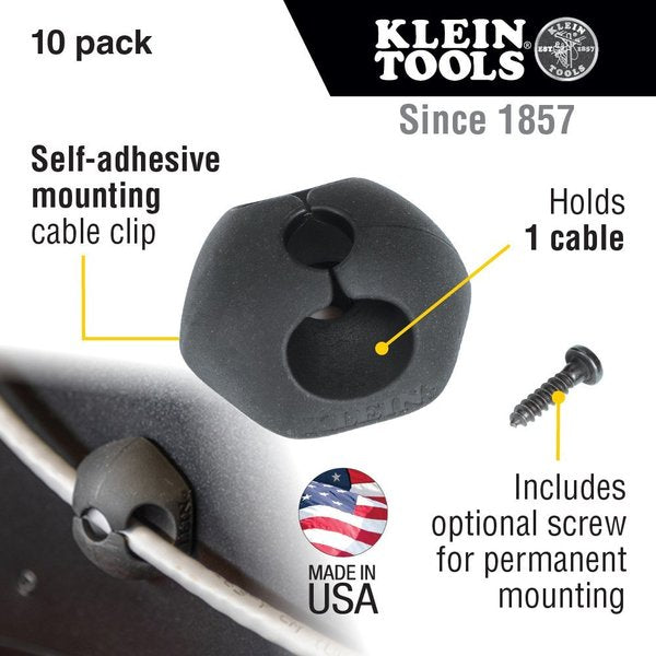 Self-Adhesive Cable Mounting Clips, 1 Slot (10-Pack)