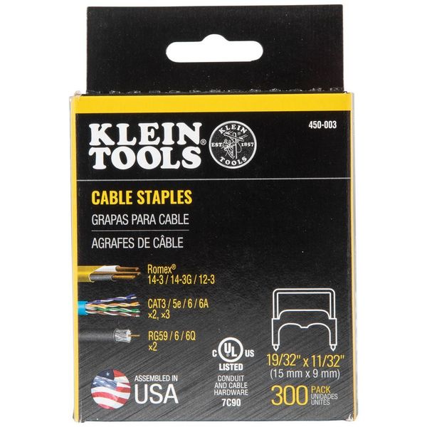 Insulated Staples, 25 ga, 7/8 in Leg L, Steel