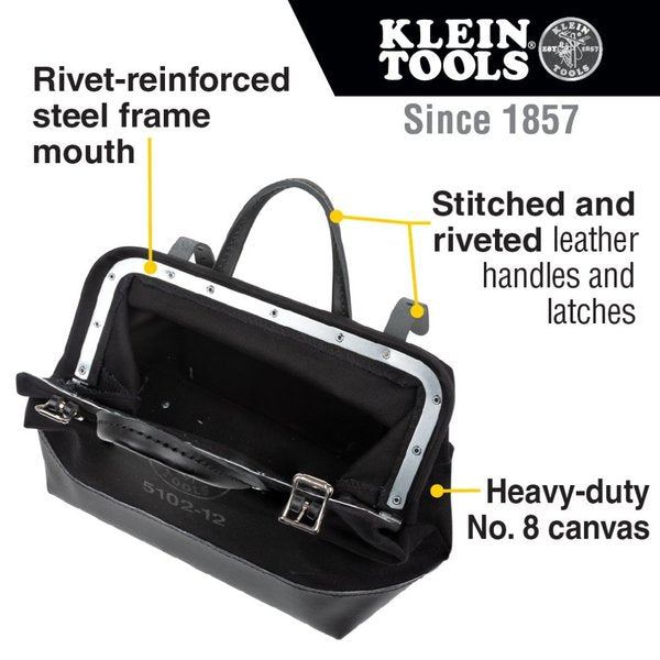 Tool Bag, Black Canvas, 12-Inch