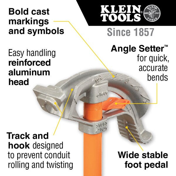 Aluminum Conduit Bender Full Assembly, 1/2-Inch EMT with Angle Setterâ¢
