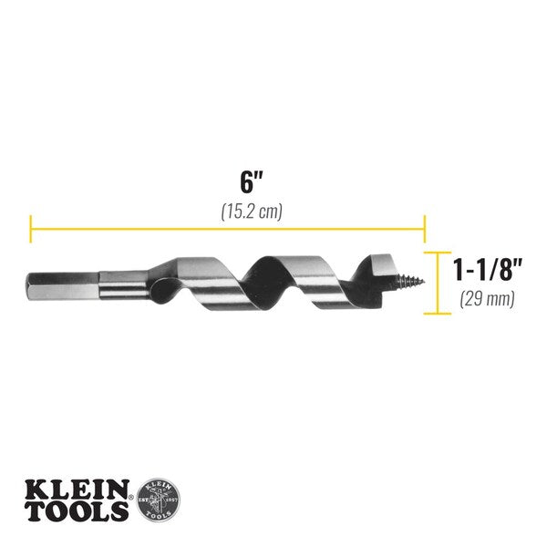 Steel Ship Auger Bit, Screw Point, 1-1/8 x 4-Inch