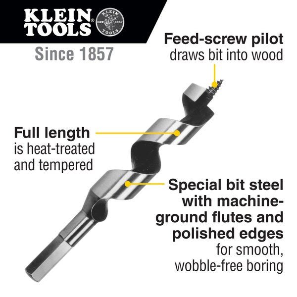 Steel Ship Auger Bit, Screw Point, 1-1/8 x 4-Inch