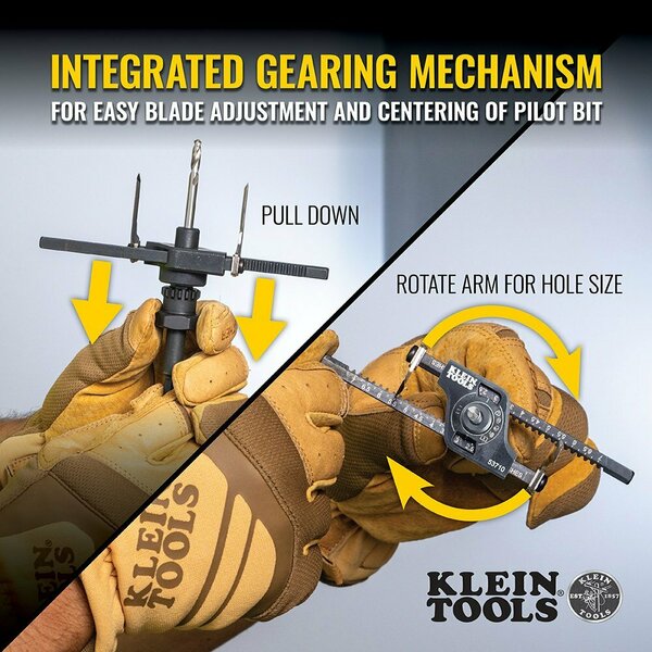 Adjustable Hole Saw with Auto-Set Arms