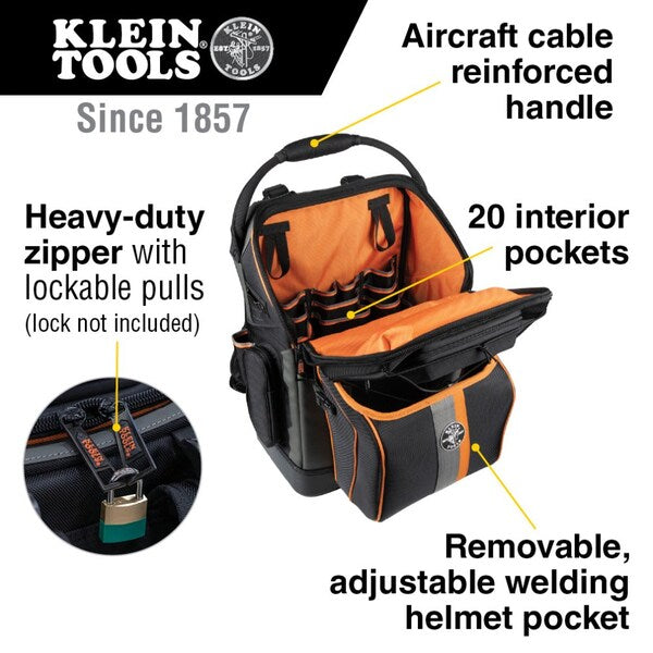Ironworker and Welder Backpack, 1680d Ballistic Weave Body; Hard Molded Polypropylene Bottom