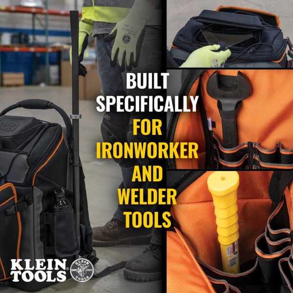 Ironworker and Welder Backpack, 1680d Ballistic Weave Body; Hard Molded Polypropylene Bottom