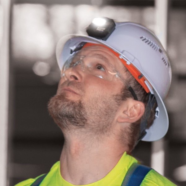 Rechargeable Headlamp with Silicone Strap, 400 Lumens, All-Day Runtime