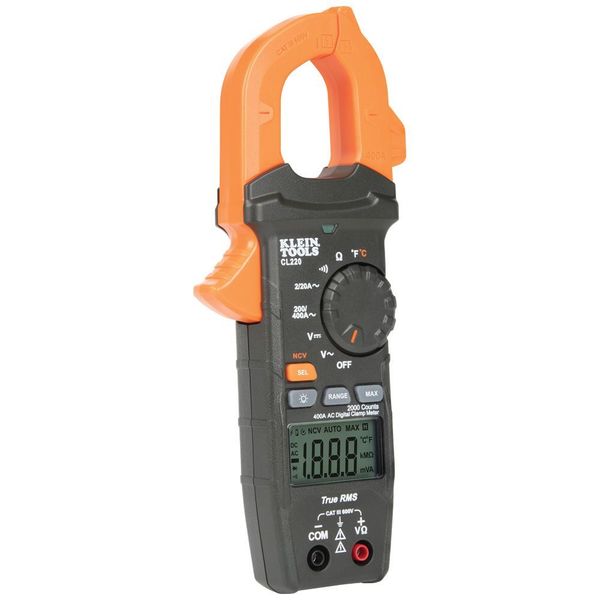 Digital Clamp Meter, AC Auto-Ranging 400 Amp with Temp