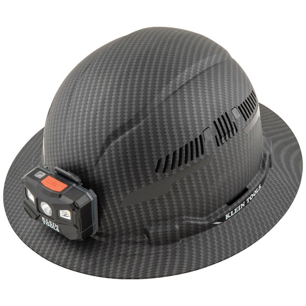 Hard Hat, Premium KARBNâ¢ Pattern, Vented Full Brim, Class C, Lamp