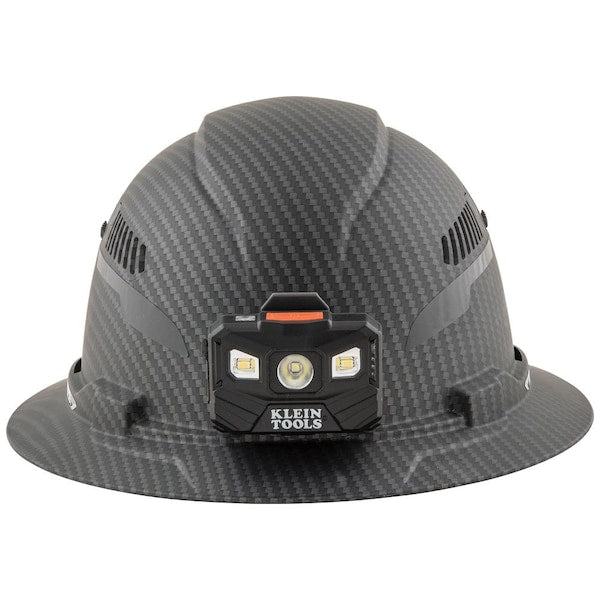 Hard Hat, Premium KARBNâ¢ Pattern, Vented Full Brim, Class C, Lamp