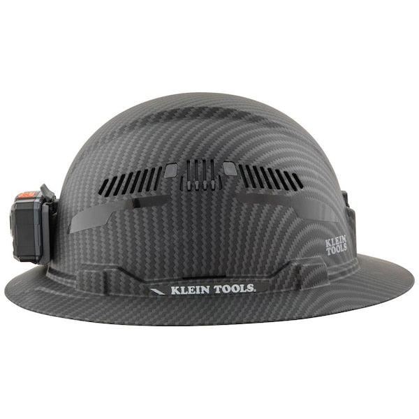 Hard Hat, Premium KARBNâ¢ Pattern, Vented Full Brim, Class C, Lamp