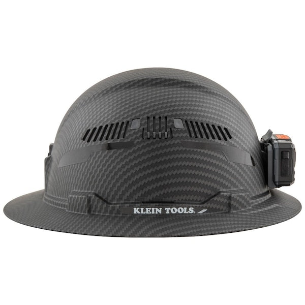 Hard Hat, Premium KARBNâ¢ Pattern, Vented Full Brim, Class C, Lamp