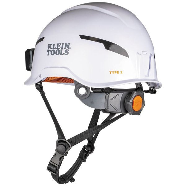Safety Helmet, Type-2, Non-Vented Class E, with Rechargeable Headlamp