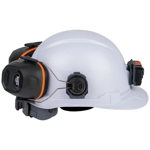Hard Hat Ear Muffs, Safety Helmet: 26dB; Cap-Style Hard Hat: 27dB, Gray/Orange