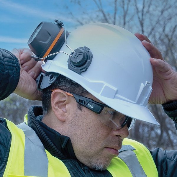 Hard Hat Ear Muffs, Safety Helmet: 26dB; Cap-Style Hard Hat: 27dB, Gray/Orange
