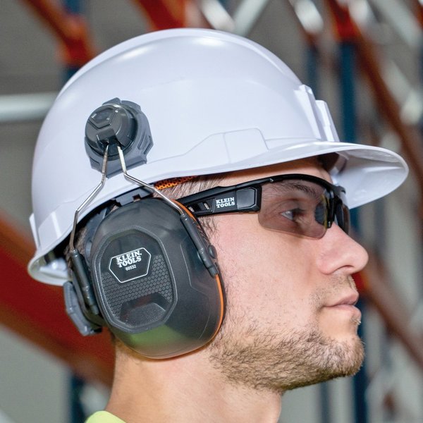 Hard Hat Ear Muffs, Safety Helmet: 26dB; Cap-Style Hard Hat: 27dB, Gray/Orange