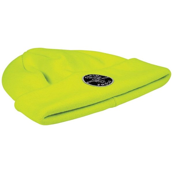 Heavy Knit Hat, High-Visibility Yellow, Patch Logo