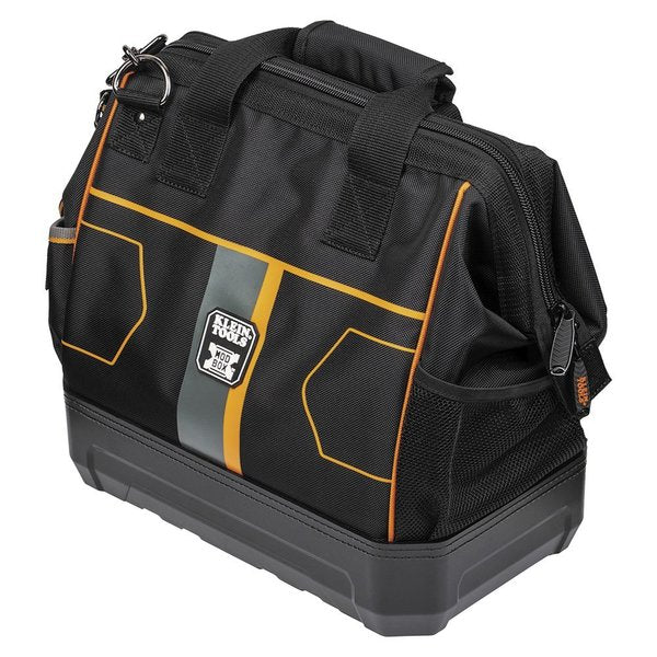 Tool Bag, 1680d Ballistic Weave Body; Hard Molded Polypropylene Bottom, 28 Pockets, Black/Orange