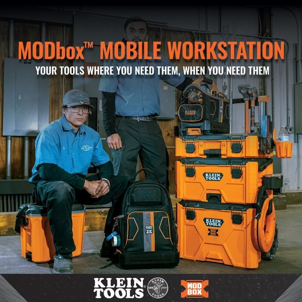 Tool Bag, 1680d Ballistic Weave Body; Hard Molded Polypropylene Bottom, 28 Pockets, Black/Orange