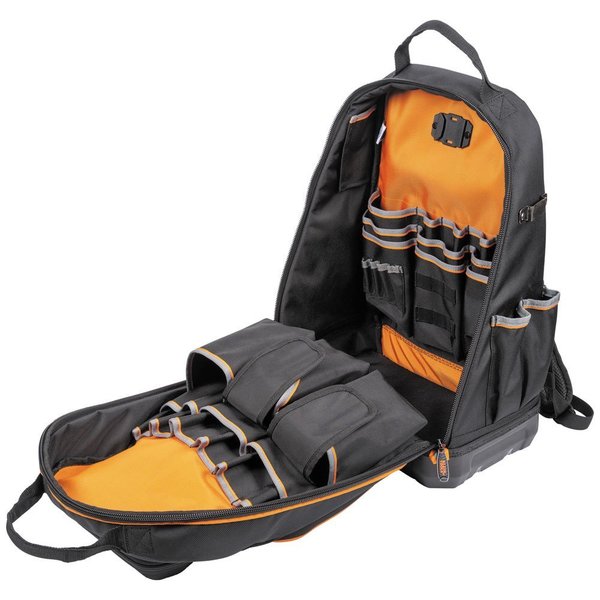 1680d Ballistic Weave Body; Hard Molded Polypropylene Bottom, 40 Pockets, Black/Orange