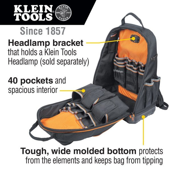 1680d Ballistic Weave Body; Hard Molded Polypropylene Bottom, 40 Pockets, Black/Orange