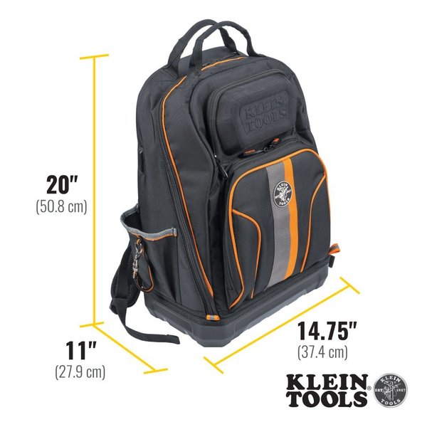 1680d Ballistic Weave Body; Hard Molded Polypropylene Bottom, 40 Pockets, Black/Orange