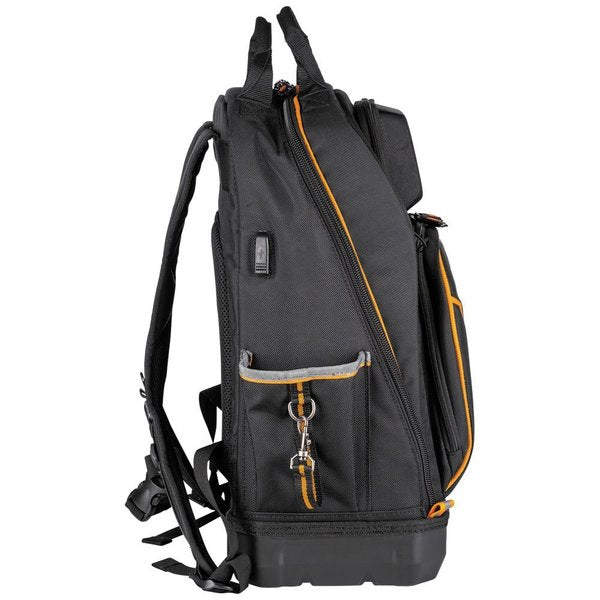 1680d Ballistic Weave Body; Hard Molded Polypropylene Bottom, 40 Pockets, Black/Orange