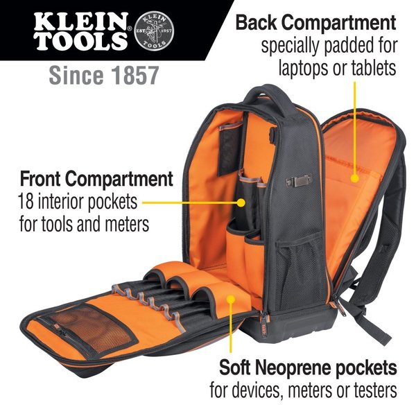 1680d Ballistic Weave Body; Hard Molded Polypropylene Bottom, 28 Pockets, Black/Orange