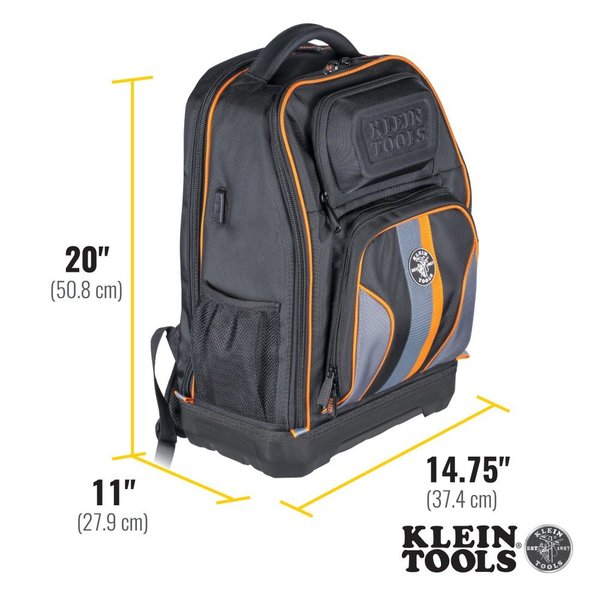 1680d Ballistic Weave Body; Hard Molded Polypropylene Bottom, 28 Pockets, Black/Orange