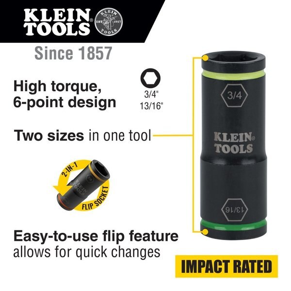 Flip Impact Socket, 3/4 and 13/16-Inch