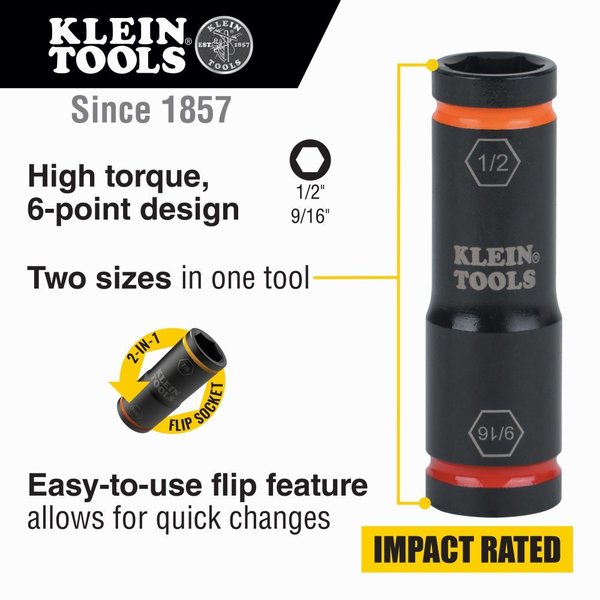 Flip Impact Socket, 9/16 and 1/2-Inch