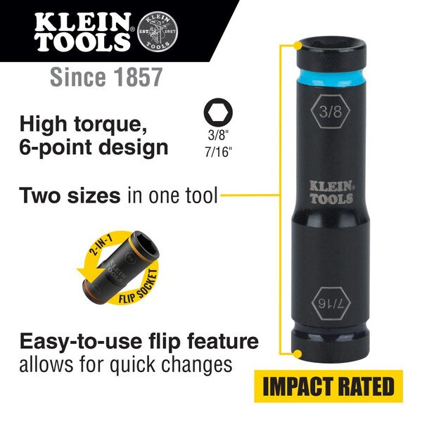 Flip Impact Socket, 7/16 and 3/8-Inch