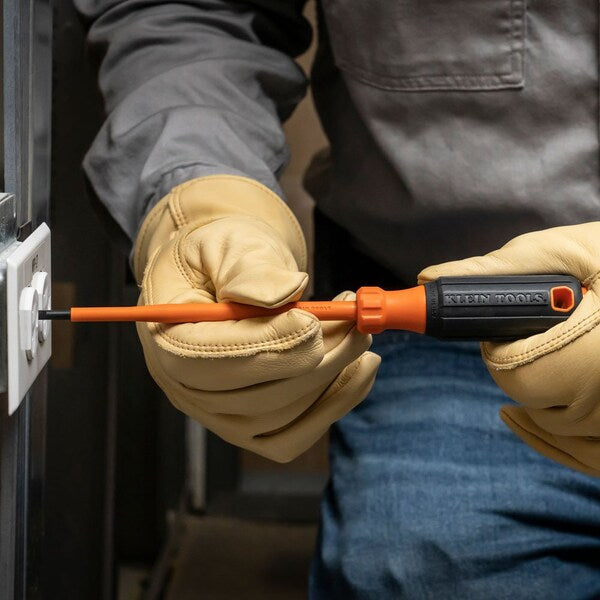 Insulated Screwdriver, 3/16-Inch Cabinet Tip, 6-Inch Round Shank