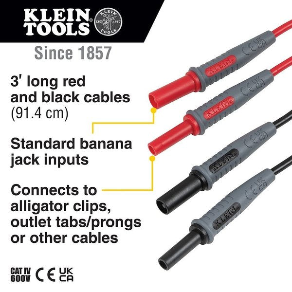 Lead Adapters, Red and Black, 3-Foot