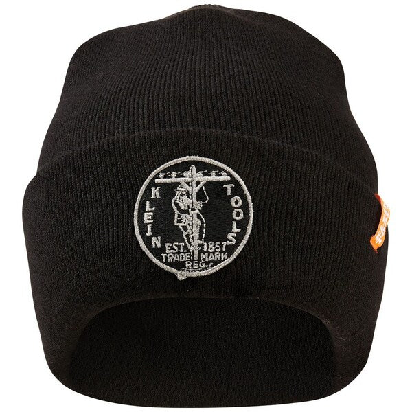 Heavy Knit Hat, Black, Vintage Patch Logo