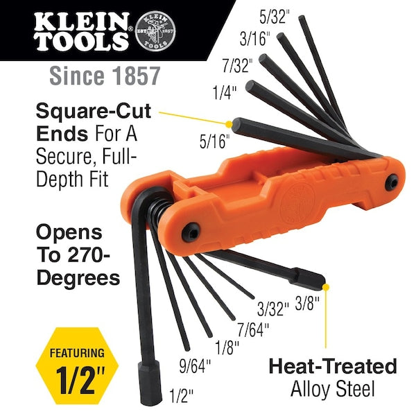 11 Piece SAE Fold-Up, Hex Key Set