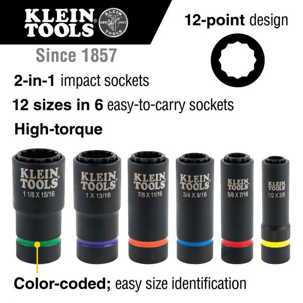2-in-1 Impact Socket, 12-Point, 1 and 13/16-Inch