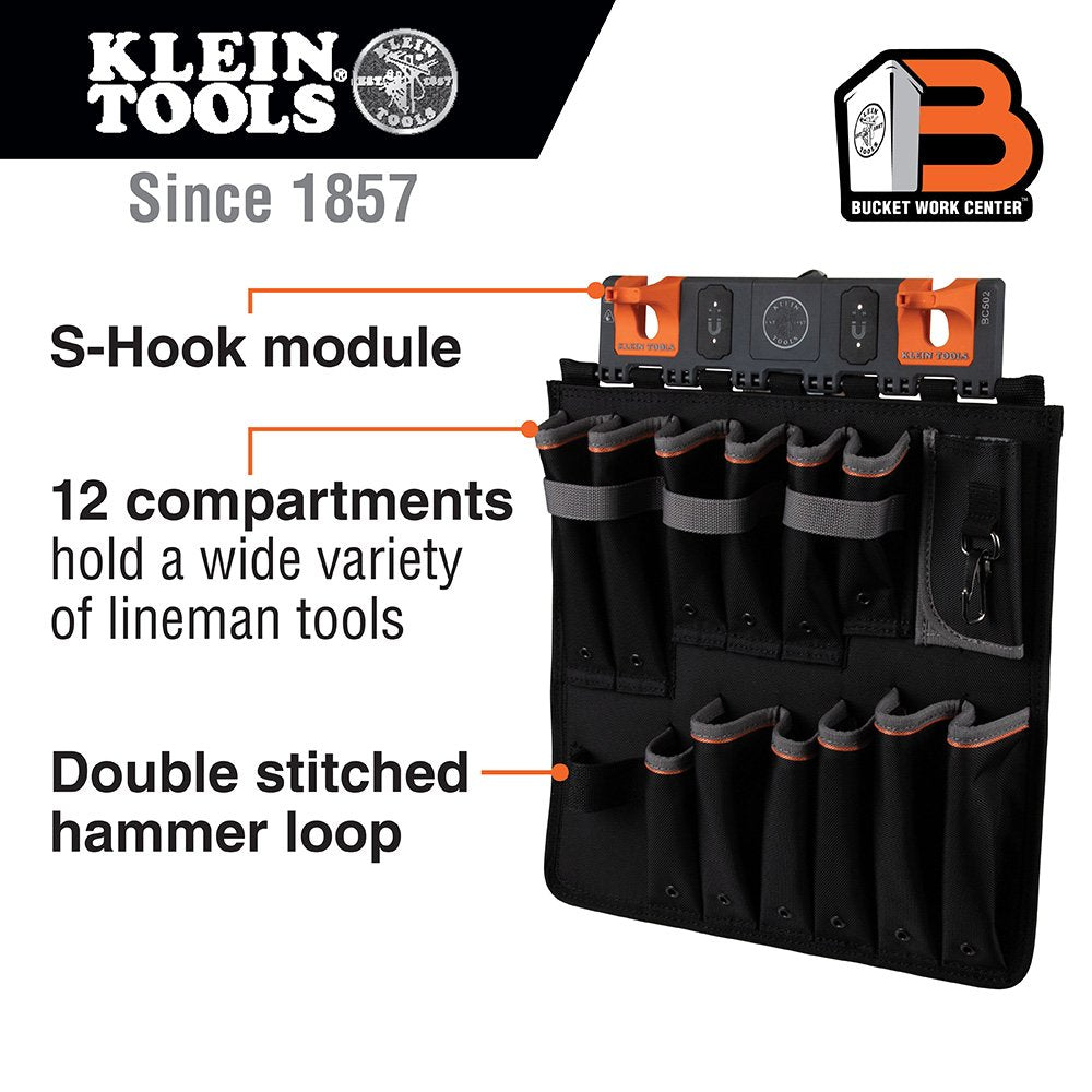 Gray/Black/Orange Polyester Ecosystem for Lineman Utility Buckets, 13 Pockets