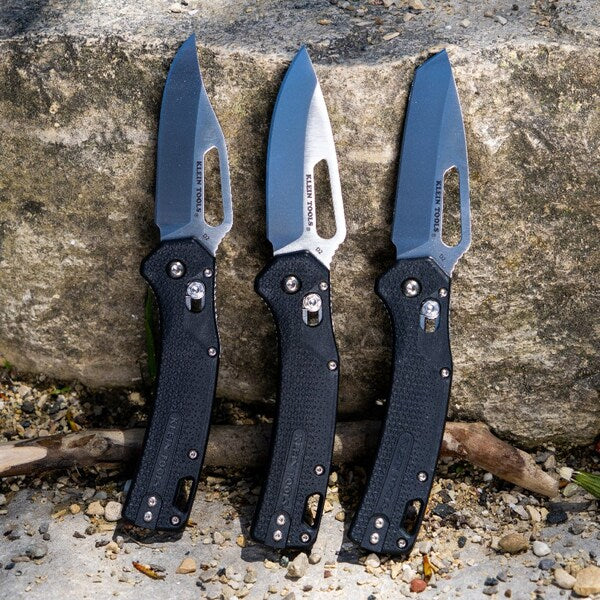 KTO Resurgence Knife, Drop Point Blade, Black Handle