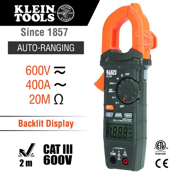 Digital Clamp Meter, AC Auto-Ranging 400 Amp