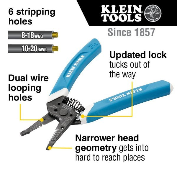 Klein-KurveÂ® Wire Stripper / Cutter, 8-20 AWG