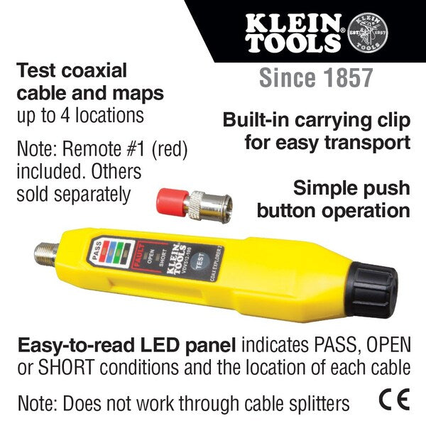 Cable Tester, Coax ExplorerÂ® 2 Tester with Batteries and Red Remote