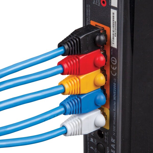 Strain Relief Boots for RJ45 Data Plugs, CAT5e/CAT6 Cable, 100-Pack