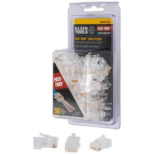 Pass-Thruâ¢ Modular Data Plugs, RJ-45-CAT6A, UTP, 50-Pack
