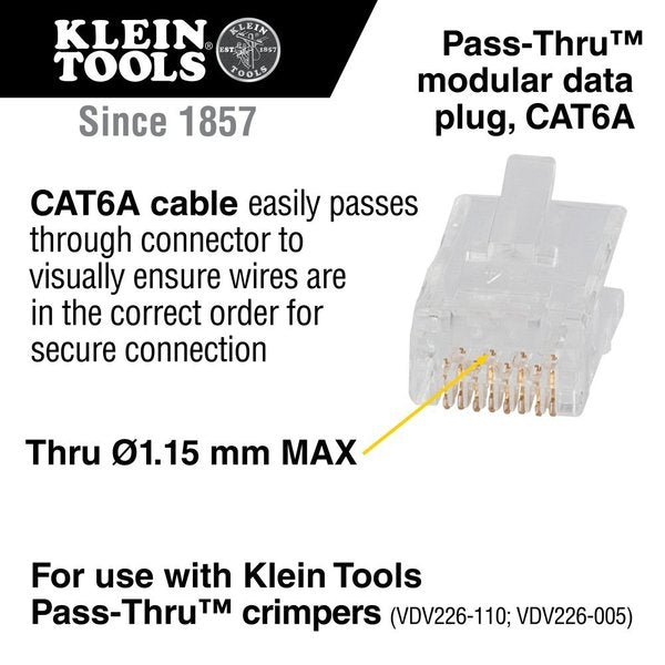 Pass-Thruâ¢ Modular Data Plugs, RJ-45-CAT6A, UTP, 50-Pack