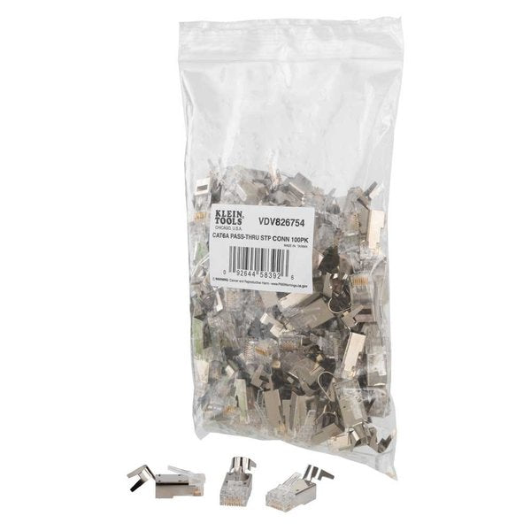 Pass-Thruâ¢ Modular Data Plug, RJ45-CAT6A, Shielded (STP), 100-Pack