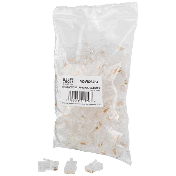 Pass-Thruâ¢ Modular Data Plugs, RJ45-CAT6A, UTP 200-Pack